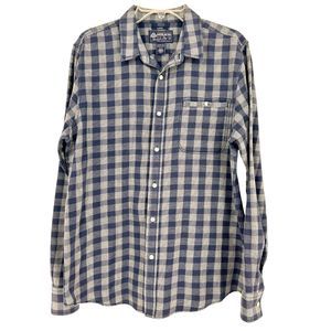 American Rag Shirt Men Size L Blue Plaid Long Sleeve Button Down